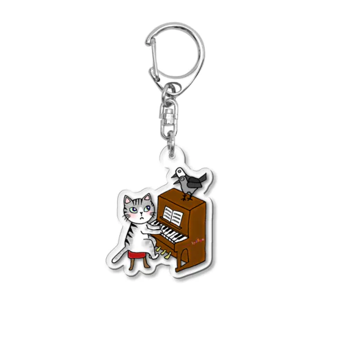 ネコピアノwithヨゲンノトリ Acrylic Key Chain