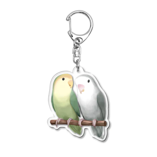 コザクラインコ　モーブとオリーブ【まめるりはことり】 Acrylic Key Chain