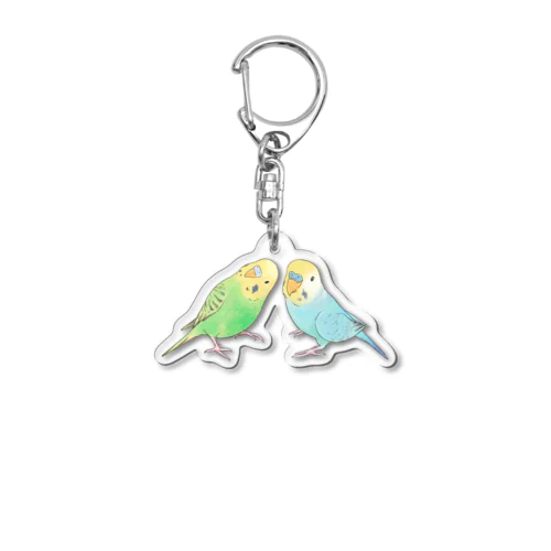 セキセイインコ　ちょこんとせきせいんこーず【まめるりはことり】 Acrylic Key Chain