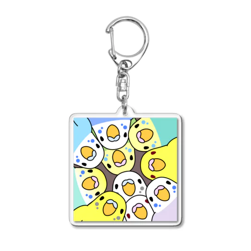 みっちりむっちり過密セキセイインコさん【まめるりはことり】 Acrylic Key Chain