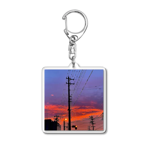 赤信号と夕焼け Acrylic Key Chain