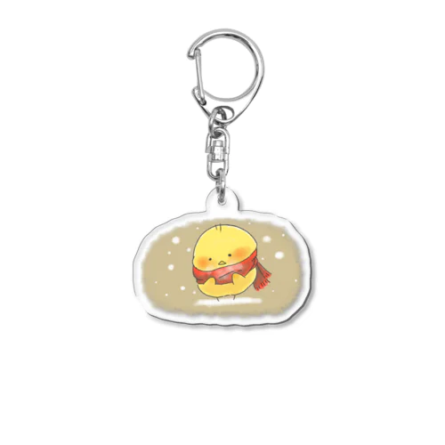 雪降るひよこちゃん(色付き) Acrylic Key Chain