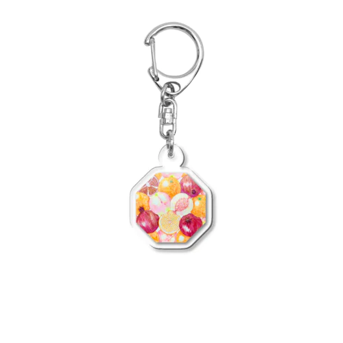 幸運を呼ぶスピリチュアルフルーツ☆「三柑の実」八角形 Acrylic Key Chain