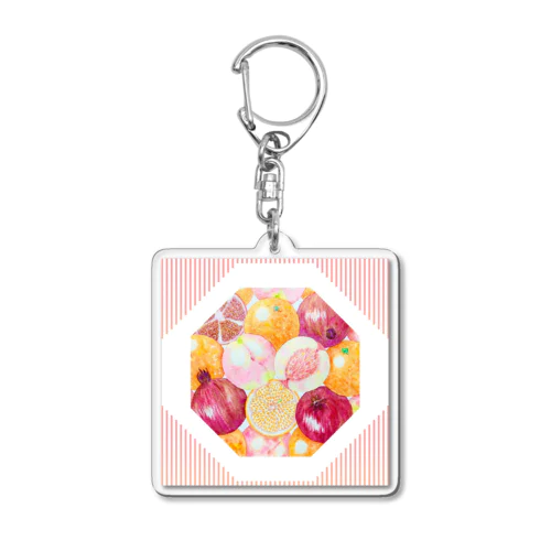 幸運を呼ぶスピリチュアルフルーツ☆「三柑の実」&ストライプ Acrylic Key Chain