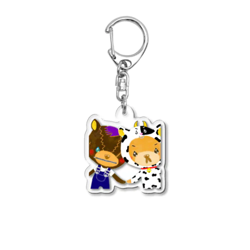 くまのマーク&マクセニ 牛バージョン Acrylic Key Chain