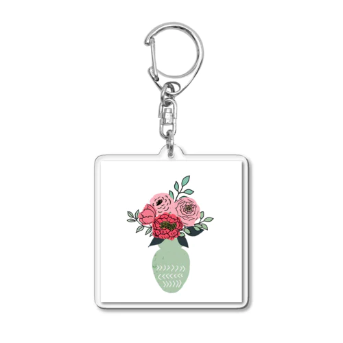 花瓶とお花のイラストWH Acrylic Key Chain