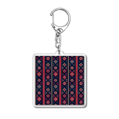 コーカサス絨毯・ストライプ（インディゴ） Acrylic Key Chain