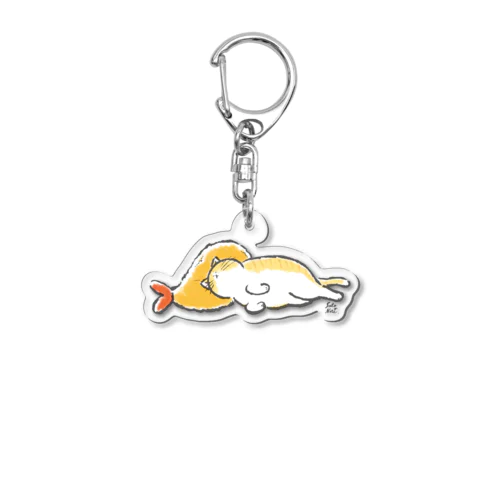 ピスピスゆーて寝るネコ【茶白】 Acrylic Key Chain