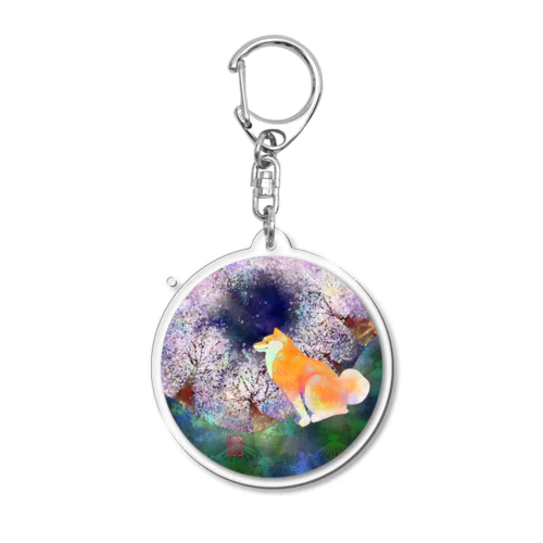 お花見柴犬さん Acrylic Key Chain