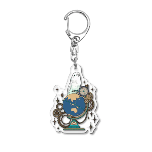 オウムと地球儀デジタルver Acrylic Key Chain