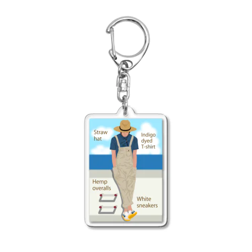 海と麦わら帽の青年 Acrylic Key Chain