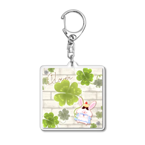 《ボタニカル》＊四つ葉のクローバー×うさぎ＊誕生日花 Acrylic Key Chain