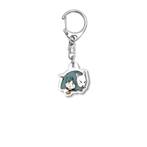 狐面と女の子 Acrylic Key Chain