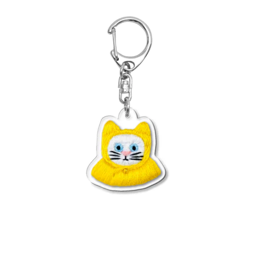 かぶる猫[レインコートver.](白猫) Acrylic Key Chain