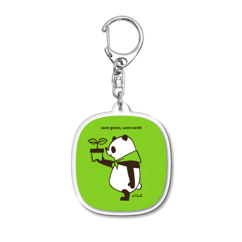 save green,save earth panda Acrylic Key Chain