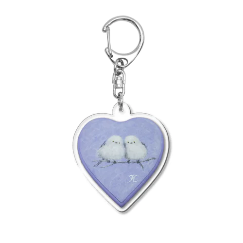 ふわふわシマエナガ【Love】 Acrylic Key Chain