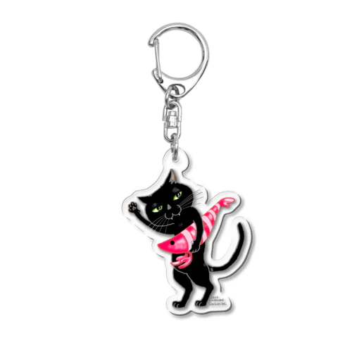 エビ持ち黒猫パイセン Acrylic Key Chain