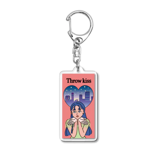 投げキッスの女の子 Acrylic Key Chain