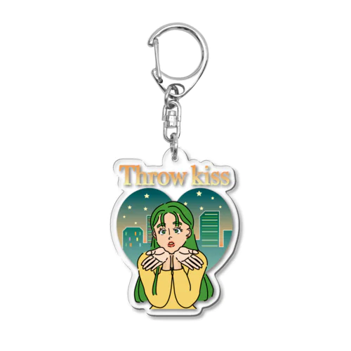 投げキッス女の子 Acrylic Key Chain