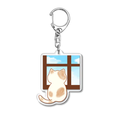 猫 〜窓辺のひととき〜 Acrylic Key Chain