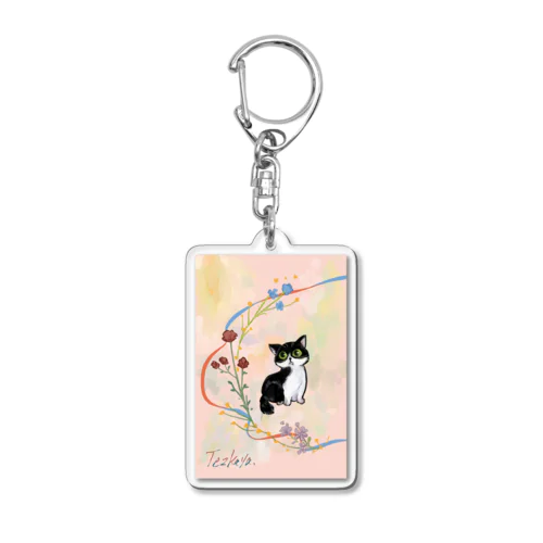 猫とお花 Acrylic Key Chain