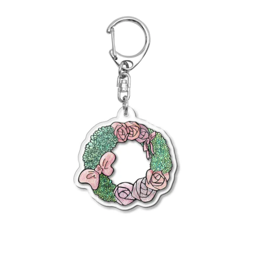 リボンと薔薇のリース Acrylic Key Chain