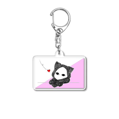 たそがれキズねこ ピンク Acrylic Key Chain