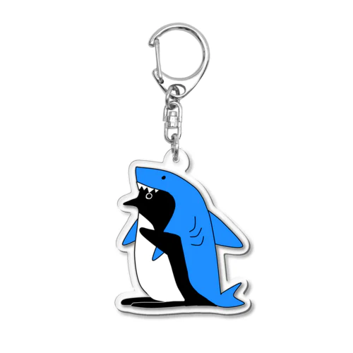 サメを被るペンギン Acrylic Key Chain