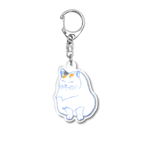 しゃくれ白三毛猫 Acrylic Key Chain