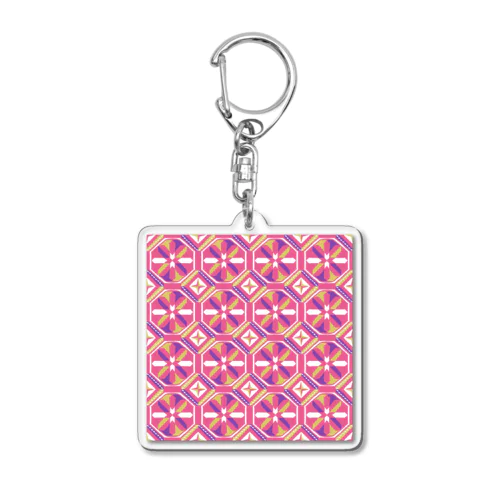 🇵🇹リスボンのアズレージョ #15（ブーゲンビレア） Acrylic Key Chain