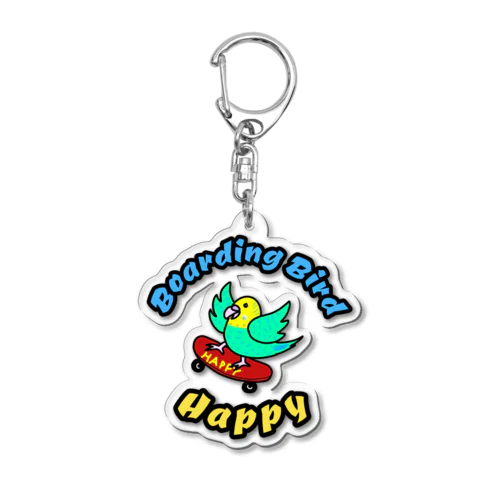 Boarding Bird Happy イラスト Acrylic Key Chain