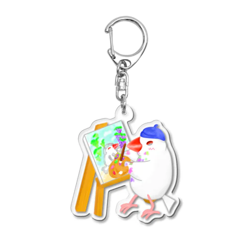 芸術の秋文鳥 Acrylic Key Chain