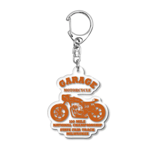 武骨なバイクデザイン orange アクリルキーホルダー