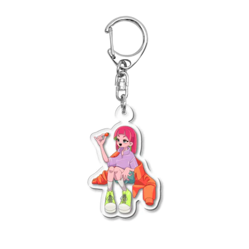 ピンク髪のいちごちゃん Acrylic Key Chain