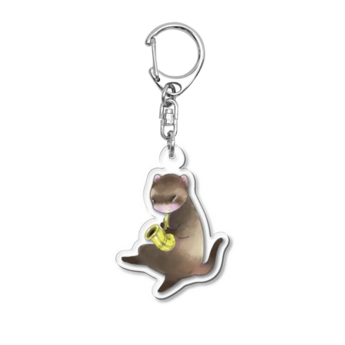 トランペットを吹くフェレット Acrylic Key Chain