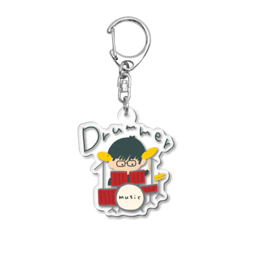 drummerメガネ君 Acrylic Key Chain