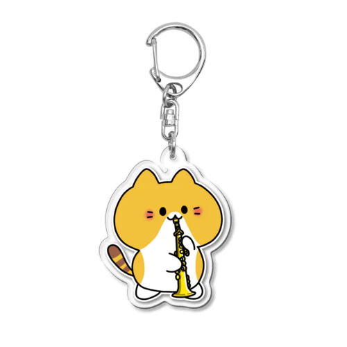 ソプラノサックスねこ Acrylic Key Chain