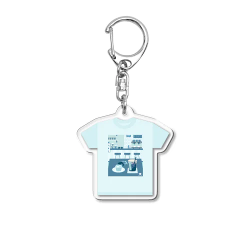 アイスコーヒーをどうぞ　～常連さんのTシャツ～ Acrylic Key Chain