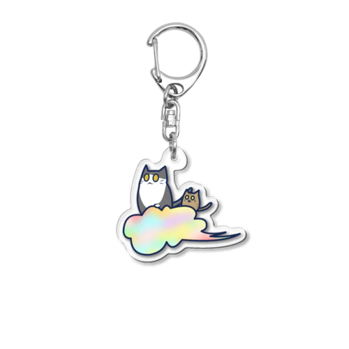 五色の雲と二匹の猫 Acrylic Key Chain
