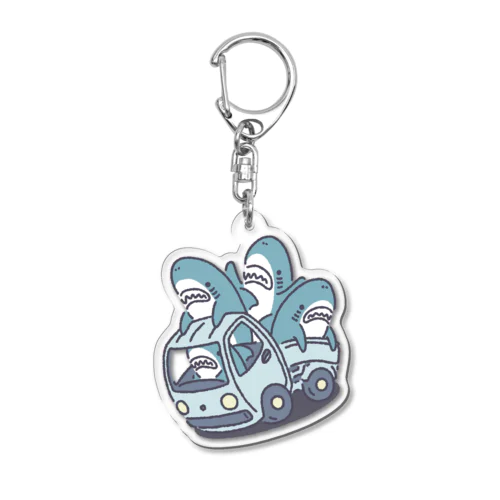 サメがたくさんトラックに Acrylic Key Chain