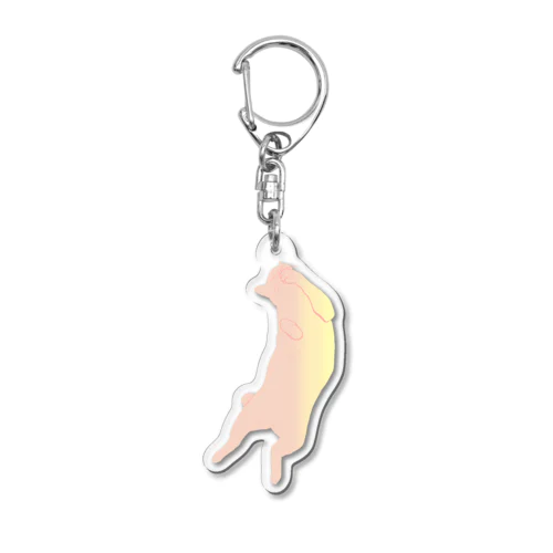 ねこ　桃の色　ゆとり Acrylic Key Chain