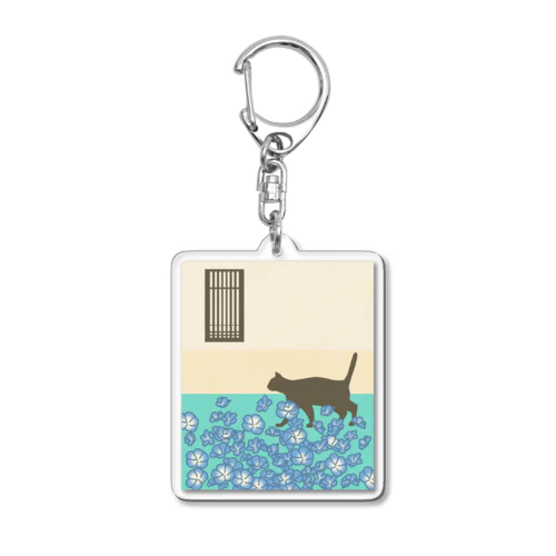 ねこ　ネモフィラの先 Acrylic Key Chain