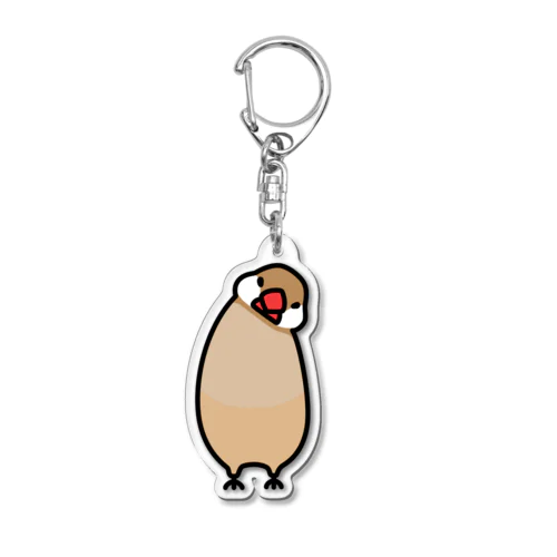 疑問形文鳥 シナモン文鳥 Acrylic Key Chain