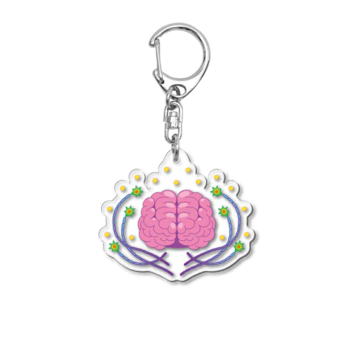 ニューロンの花畑に咲く脳みそ Acrylic Key Chain