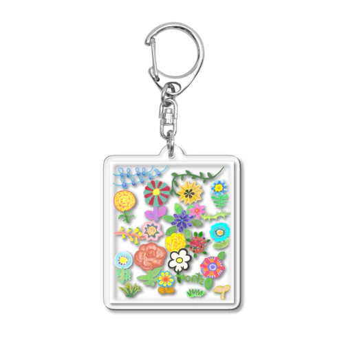 花畑デラックス（白枠） Acrylic Key Chain