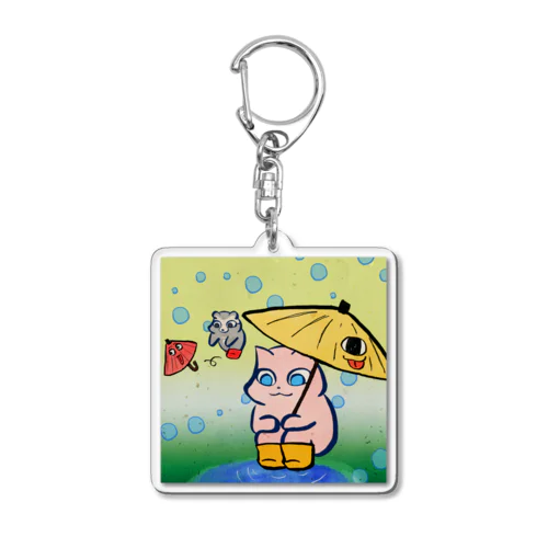 はぎちゃんとこまめちゃん_傘おばけとおでかけ Acrylic Key Chain