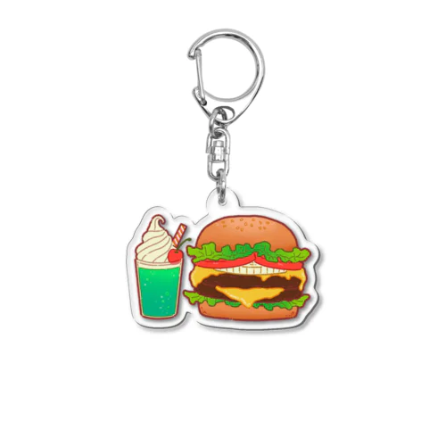 ゆちゃんカフェのハンバーガーとクリームソーダセット Acrylic Key Chain