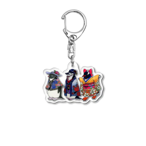 立てば芍薬、座れば牡丹、歩く姿は百合の花-Pygoscelis Kimono Penguins- Acrylic Key Chain