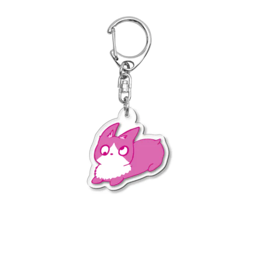 斜視の犬（桃） Acrylic Key Chain