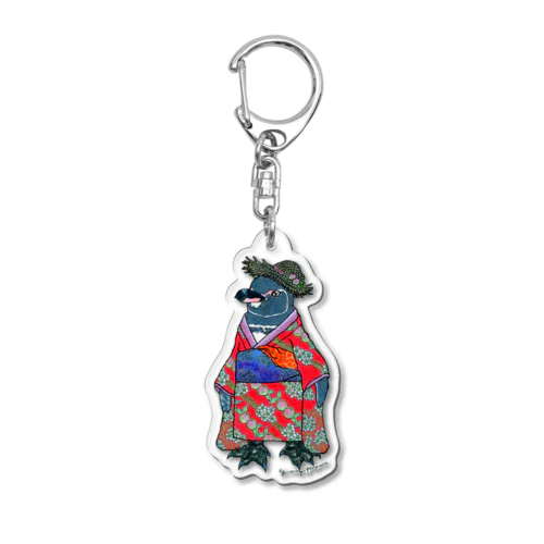 着物ぺんぎんーガラパゴスと李ー Acrylic Key Chain